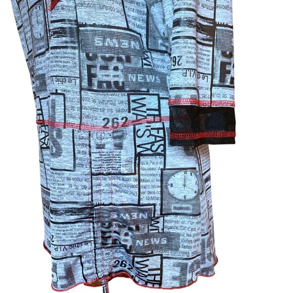 VINTAGE - B&W Red - Graphic Print Tunic Top - Medium - Picture 8 of 12